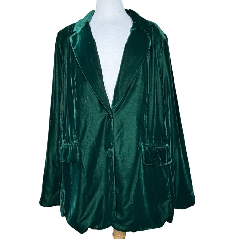 Gibson Latimer Emerald Green velvet Blazer Womens Plus Size XXL